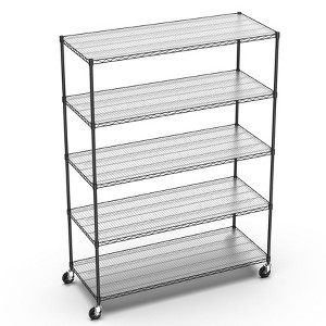 NicBex 82.00" 5-Tier Bookshelf with Wheels & Shelf Liners Bookcases for Living Room Home Office - 1 of 4