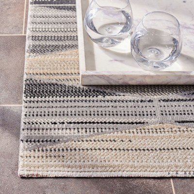 Grey and Dark Grey Geometric 6' x 9' Synthetic Area Rug