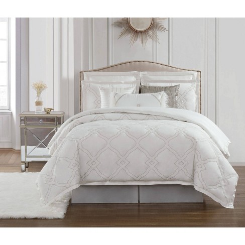 Charisma Dianti 4 Piece California King White And Champagne Duvet