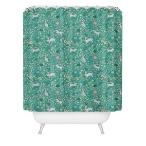 Deny Designs Lathe & Quill Spring Pattern of Bunnies Shower Curtain: Abstract Woven Polyester, Machine Washable - 1 of 2