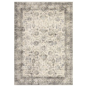 Washable Area Rug Vintage Distressed Rug Non Slip Rug Low Pile Rugs Oriental Floral Throw Rug Foldable Indoor Carpet for Living Room Bedroom Nursery - 1 of 4