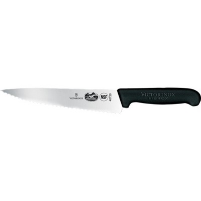 Victorinox Forschner Serrated Stainless Steel Chef's Knife with Black Fibrox Handle, 7.5 Inch