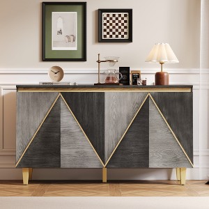 Whisen Vintage Distressed Wood Sideboard Cabinet & Buffet Storage Cabinet with Two-Tone Doors and Adjustable Shelves - 1 of 4