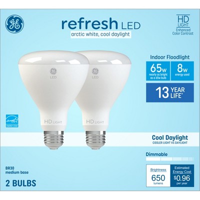 Ge 2pk 65w Br30 Led Indoor Floodlight Bulbs Cool Daylight : Target