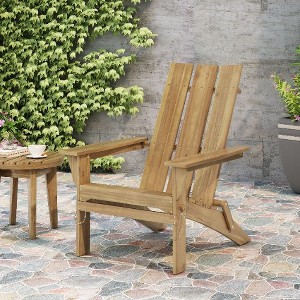 CAVINAS Acacia Wood Folding Adirondack Chair, Rustic Outdoor Lounge Chair with Foldable Design, Patio Folding Chair, Outdoor Seating for Garden - 1 of 4