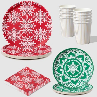Jolly Snowflake Tableware Set - 55 Piece Party Pack