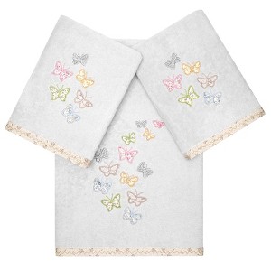 Linum Home Textiles 100% Turkish Cotton MARIPOSA Embellished Towel Set - 1 of 4