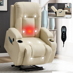 Infinite Position Power Lift Recliner Chair with Massage Heat & USB Cup Holders, PU Leather Heavy Duty Recliner for Elderly-3irtyhousy - 1 of 4