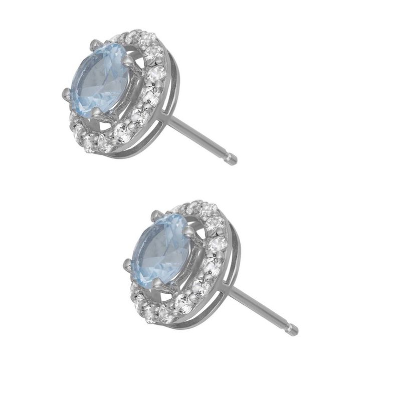 6mm Round-Cut Halo Stud Earrings in Sterling Silver, 3 of 4