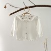 MyKids-Usa Baby Girl Floral Embroidered Pattern Single Breasted Design Knit Cardigan - 2 of 4