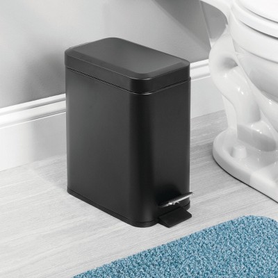 Black Stainless Steel Rectangular Pedal Kitchen Wastebasket