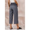 ECUPPER Womens Cotton Cropped Pants Loose Fit Wide Leg Capri Casual Plus Size Elastic Waist Trousers - 3 of 4