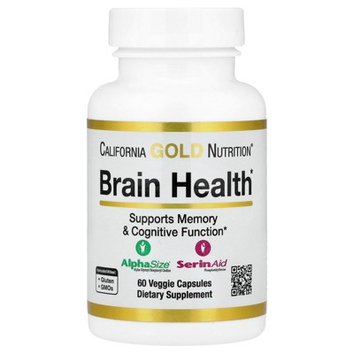 California Gold Nutrition Brain Health with Alpha-Glycerophosphorylcholine, Calcium, Phosphorus and Phosphatidylserine, 60 Veggie Capsules