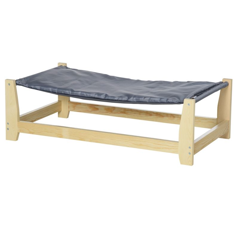 PawHut Raised Pet Bed Wooden Dog Cot with Cushion for Small Medium Sized Dogs Indoor Outdoor, 35.5" x 19.75" x 11", 4 of 7