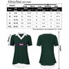 Women's Short Sleeve V-Neck Contrast Collared Shirts Patchwork Work Blouse Tunics Tops - 4 of 4