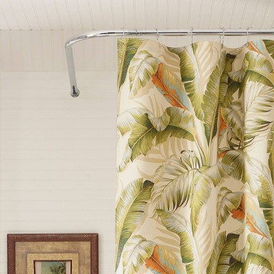 Palmiers Green and Beige Cotton Tropical Shower Curtain 72" x 72"