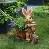 LuxenHome Brown Bunny on a Bicycle MgO Planter - 2 of 4