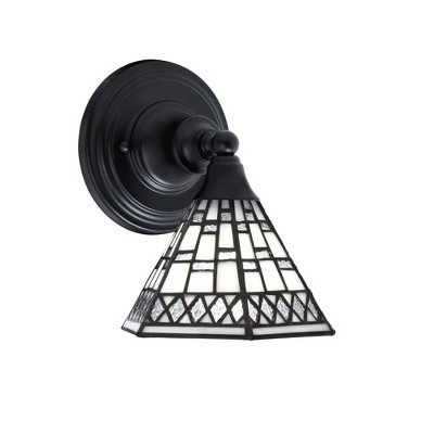 Toltec Lighting Any 1 - Light Sconce in  Matte Black with 7" Pewter Art Glass Shade