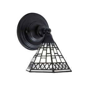 Toltec Lighting Any 1 - Light Sconce in  Matte Black with 7" Pewter Art Glass Shade - 1 of 1
