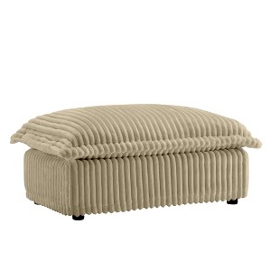 PAGED Corduroy Fabric Ottoman, Modern Wooden Sectional Sofa Footstool Module with Thickened Seat Cushion, Shoe Bench for Living Room, Bedroom - 1 of 4