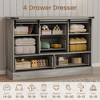 Farmhouse 4-Drawer Dresser with Sliding Barn Doors, 45" TV Stand and Storage Chest - 3 of 4