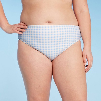 Women's Plus Size Bikini Bottom - Kona Sol™ Blue Gingham Print 14W