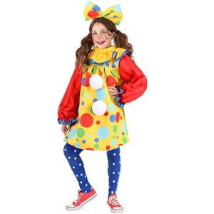 HalloweenCostumes.com Kid's Posh Polka Dot Clown Costume for girls | Rainbow Polka Dot Circus Dress - 1 of 4