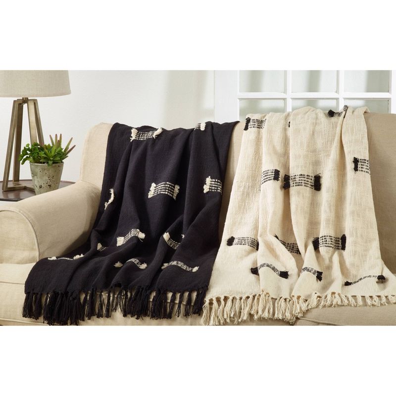 50"x60" Cotton Throw Blanket with Fringed Lines - Saro Lifestyle, 5 of 6