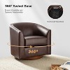 Set of 2 Molly Modern 360-degree Swivel Barrel Genuine Leather Chair with Solid Wood Base|ARTFUL LIVING DESIGN - 4 of 4