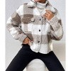 Coolmee Women's Flannels Cropped Shacket Jacket Fashion Plaid Button Down Fall Coat Tops - 3 of 4