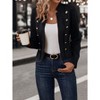 Women's Solid Color Double Breasted Jacket Vintage Inspired Blazer Casual Formal Coat with Decorative Buttons - 4 of 4