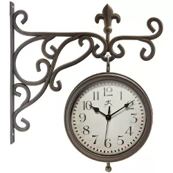Infinity Instruments 20079AB-4430 Beauregard Decorative Outdoor Hanging Wall Clock and Thermometer Combo with Hanging Bracket, Antique/Vintage Copper