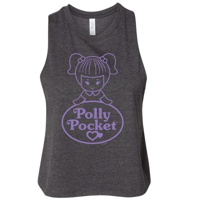 Women's Polly Pocket Logo And Doll Graphic Racerback Tank - Heather Charcoal - Small