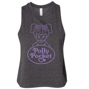 Women's Polly Pocket Logo And Doll Graphic Racerback Tank - Heather Charcoal - Small - 1 of 2