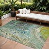 Teal Blue Lime Green And Green Abstract Washable Indoor Outdoor Area Rug - 2 of 4