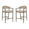 Arceso Bar Stools Set of 2, 24.8'' Aluminum Outdoor Bar Stool with Removable Cushion, Olefin Rope Woven Bar Chairs with Footrest. - 3 of 4