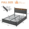 Bed Frame with 2 Storage Drawers, Linen Upholstered Platform Bed Frame with Storage Headboard and Charging Station, Easy to Assemble - 2 of 4