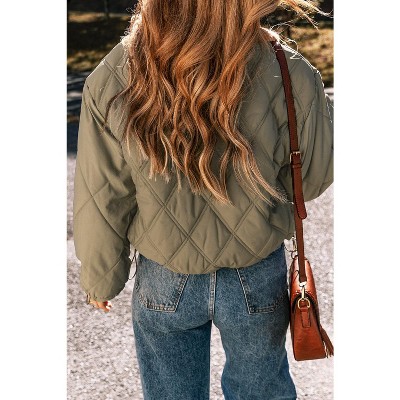 Teddy Collar Flap Pockets Quilted Puffer Jacket