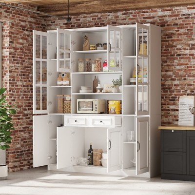 FUFU&GAGA  Large Storage Cabinet Organiser with Glass Door Display Cabinet Bookshelf