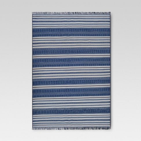 9' X 12' Global Stripe Outdoor Rug Blue - Threshold™ : Target