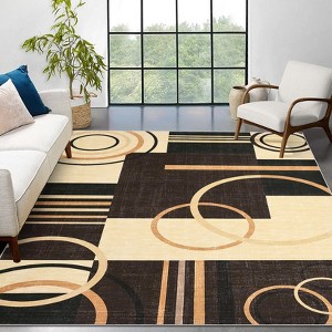 9x12 Living Room Rugs Washable Modern Geometric Rug Stain Resistant Non-Shedding Accent Rug Low Pile Ultra-Thin Soft Throw Carpet - 1 of 4