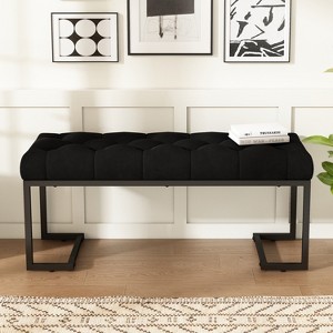 Christopher Knight Home Mabel Contemparay Tufted Upholstered Iron Frame Bench - 1 of 4