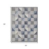 Blue And Gray Geometric Stain Resistant Indoor Outdoor Area Rug - 3 of 4