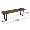 61.75" Contemporary Acacia Wood Dining Bench with Powder-Coated Iron Legs for Outdoor Use -3irtyhousy - 4 of 4