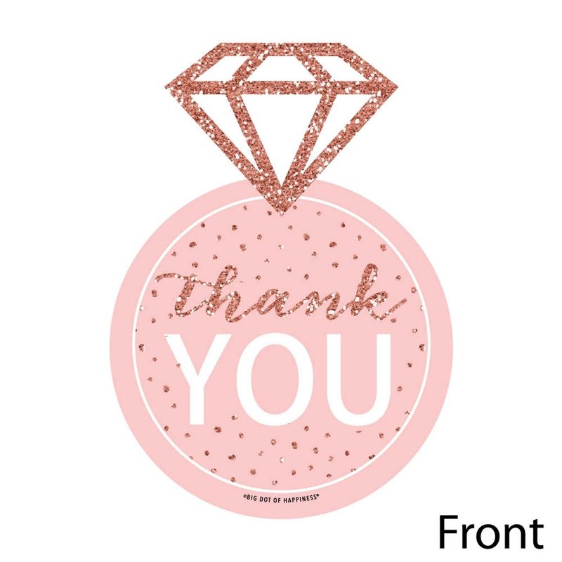 Big Dot of Happiness Bride Squad - Shaped Thank You Cards - Rose Gold Bridal Shower Bachelorette Party Thank You Note Cards with Envelopes - Set of 12, 3 of 8