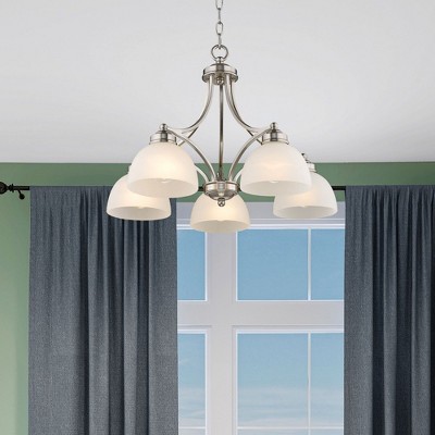 Somerset Elegance 5-Light Chandelier in Brushed Nickel with Satin Glass