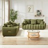 3-Seater + 3-Seater Teddy Fabric Sofa Set with Wooden Frame and Thick Cushions, 6 Removable Pillows - 3 of 4