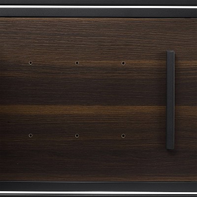 Provo Matte Black and Brown Record Storage Console with Turntable Shelf