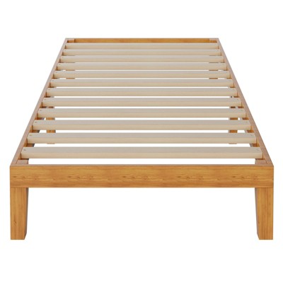 AZL1 Life Concept Beds Minimalist Twinl Size Wood Platform Bed, Natural Pine Frame with Sturdy Slat Support for Bedroom, Beige, 74.4"*37.9"*12"