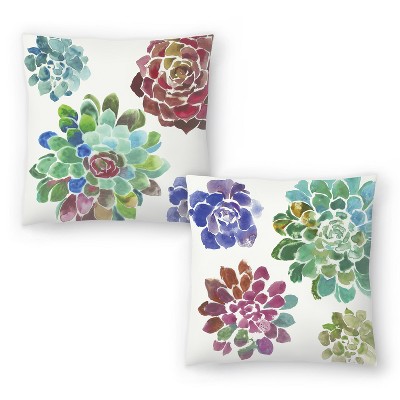 Americanflat Water Succulents I and Water Succulents Ii by PI Creative Art Set of 2 Throw Pillows - 18" x 18"